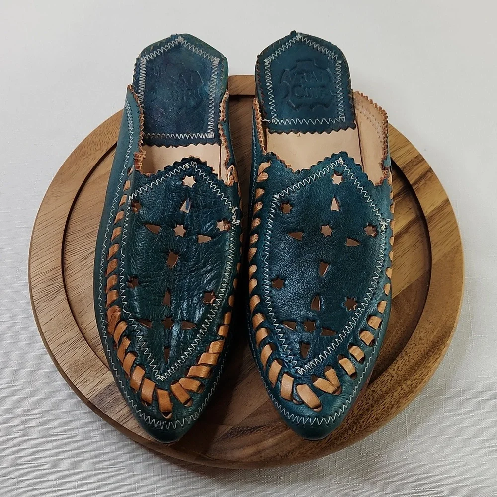 Vrai Cuir leather handmade pointy mules. Size 7 - Picture 7 of 7